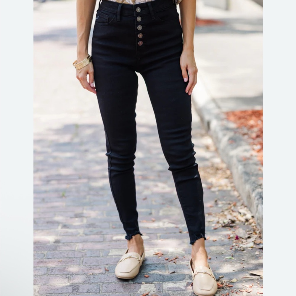 KanCan High Rise Black Button-Fly Jeans